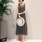 Striped Chiffon Dress Black - One Size