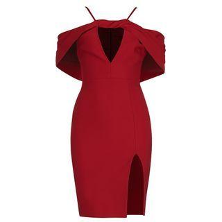 Cold-shoulder Cutout Sheath Cocktail Dress