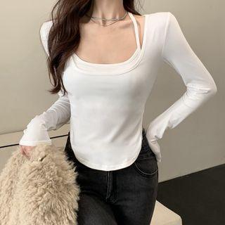 Long Sleeve Asymmetrical Top / Camisole