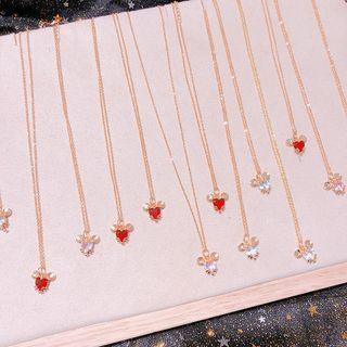 Faux Crystal Mouse Pendant Necklace