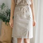 Drawstring-waist H-line Skirt