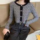 Melange Cropped Cardigan As Shown In Figure - One Size