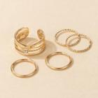 Set Of 5: Alloy Ring (assorted Designs) A11101 - 5 Pcs - Gold - One Size