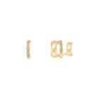 Rhinestone Asymmetrical Alloy Earring 1 Pair - E022 - Silver Needle Earring - Gold - One Size