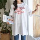 Elbow-sleeve Letter Print Long T-shirt