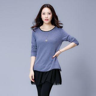 Long-sleeve Sheer A-line Mini Dress