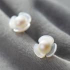 925 Sterling Silver Faux Pearl Flower Earring 1 Pair - Silver - One Size