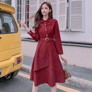 Lapel Corduroy Dress