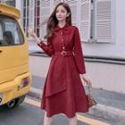 Lapel Corduroy Dress