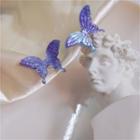 Butterfly Resin Earring 1 Pair - 195 - S925 Silver Needle - Bow - Purple - One Size