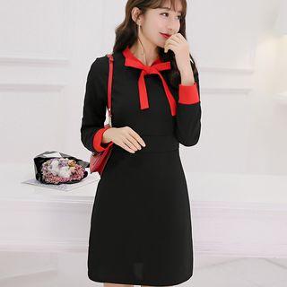 Long-sleeve Bow Knit Dress