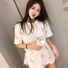 Feather Embroidered Short-sleeve T-shirt White - One Size