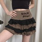 Lettering Mini Tiered Skirt
