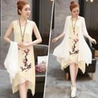 Plain Elbow Sleeve Long Light Cardigan