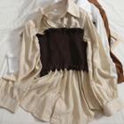 Mock Two-piece Smocked Shirt