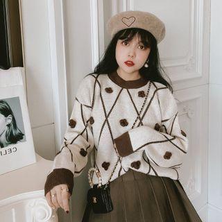 Floral Sweater Brown & Beige - One Size