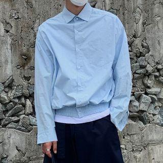 Elastic Hem Crop Shirt