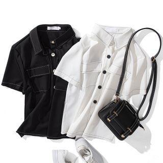 Contrast Stitch Short-sleeve Shirt