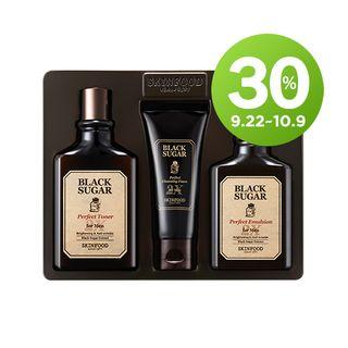 Skinfood - Black Sugar Perfect 2x For Men Special Set: Toner 180ml + Emulsion 150ml + Cleansing Foam 50ml 3pcs