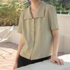 Peter Pan Collar Short-sleeve Loose-fit Shirt