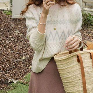 Patterned Gradient Sweater Pink - One Size