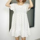 Dotted Tie Back Short Sleeve A-line Dress
