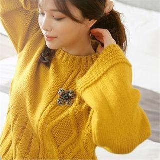 Wide-sleeve Cable-knit Sweater