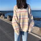 Square Pattern Sweater Almond - One Size