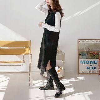 Sleeveless Slit-side Long Knit Dress