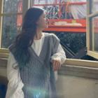 Long-sleeve Plain Top / Cable Knit Sweater Vest