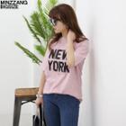 New York Print Elbow-sleeve T-shirt