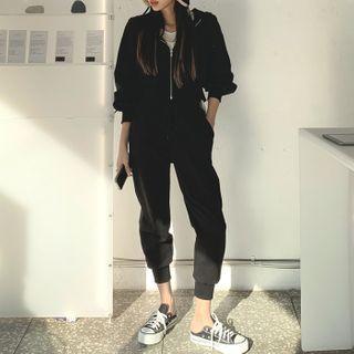 Set: Cropped Zip-up Hoodie + Jogger Pants