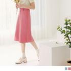 Mid-rise Plain Slit-back Cotton Pencil Skirt