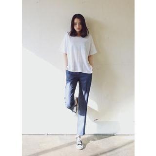 Flat-front Denim Pants