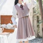 Mock Two-piece Bow Midi Dress