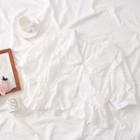 Peter Pan-collar Ruffled-trim Crop Shirt White - One Size