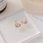 Moon & Star Rhinestone Earring 1 Pair - 925silver Earrings - Gold - One Size