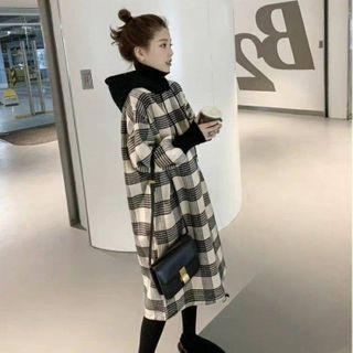 Hooded Plaid Hoodie Dress