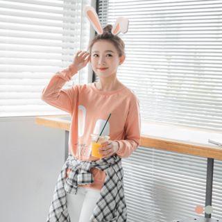 Rabbit Ear Graphic Cotton Sweatshirt