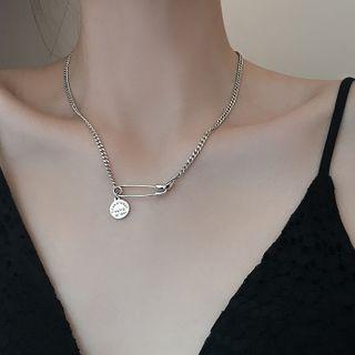 925 Sterling Silver Safety Pin Pendant Necklace As Shown In Figure - One Size