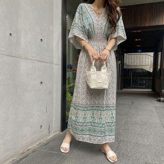 Flower Pattern Long Boho Dress