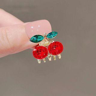 Cherry Faux Crystal Alloy Hair Clamp Red - One Size