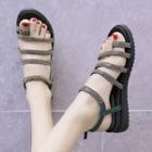 Toe-loop Rhinestone Wedge Heel Sandals