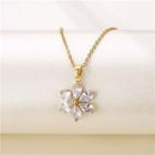 Flower Rhinestone Pendant Stainless Steel Necklace Gold - One Size