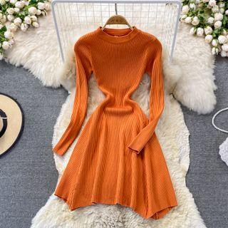 Round Neck Asymmetrical Knit Dress
