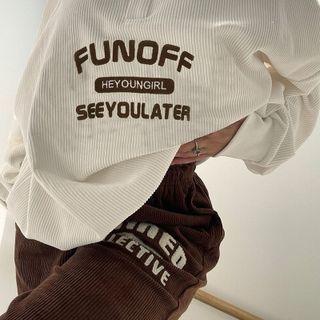 Lettering Polo Neck Long Sleeve Sweatshirt