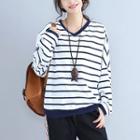 Long-sleeve V-neck Striped Top