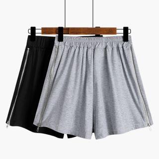 Zip-side Wide-leg Sweatshorts