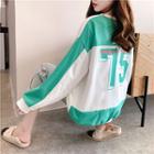 Long-sleeve Letter Print Color-block Pullover