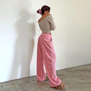 Drawstring Terry Jogger Pants With Hair Tie